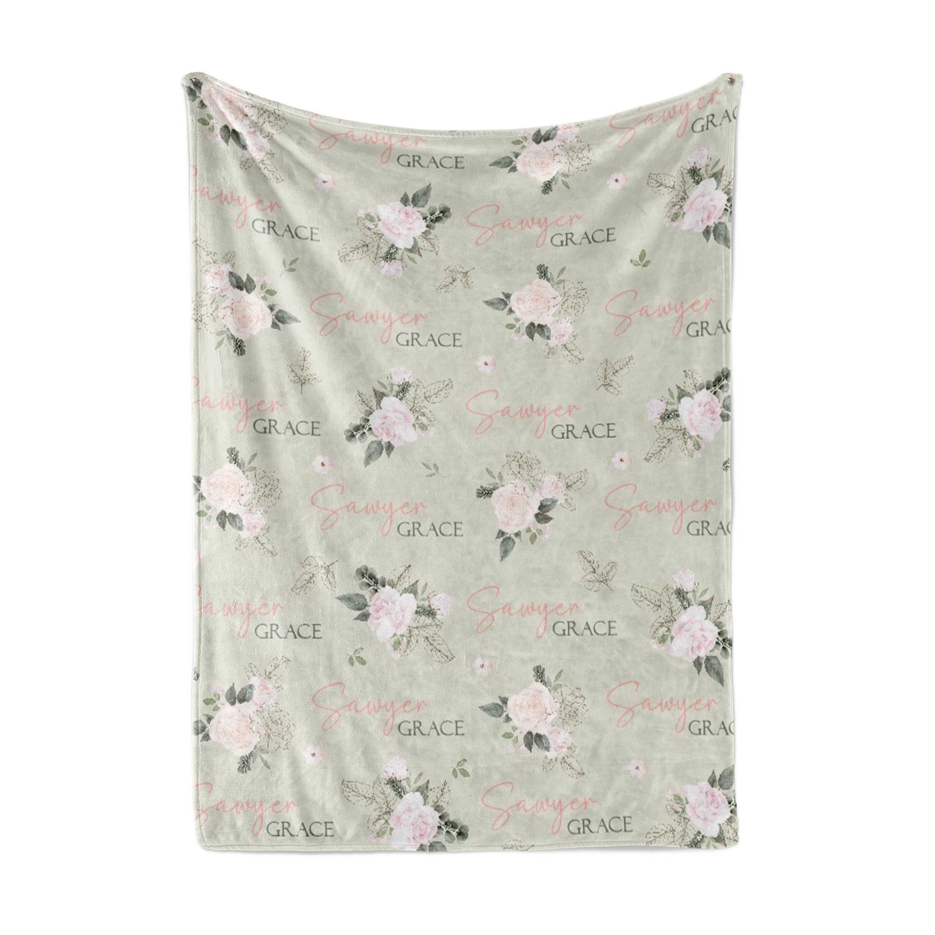 Pink Rose Baby Name Blanket The Blanket Loft